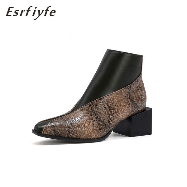 

esrfiyfe 2020 new autumn winter women ankle boots mixed color female boots high heels women's party shoes large size 34-48, Black