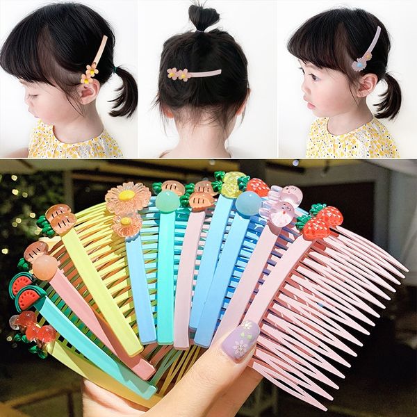 

girl's hairpin children's daisy cute princess girl's coiled bangs comb anti-slip pressing hair comb hair card, Slivery;white