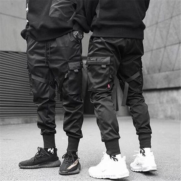 

2020 hip-hop fashion pocket men's street harajuku jogging pants hip-hop pants fashion casual, Black