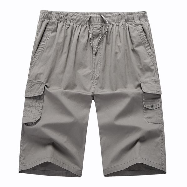 

men's cargo trousers solid men pants with many pockets pants for men cotton calf-length flat elastic waist xl-5xl, Black