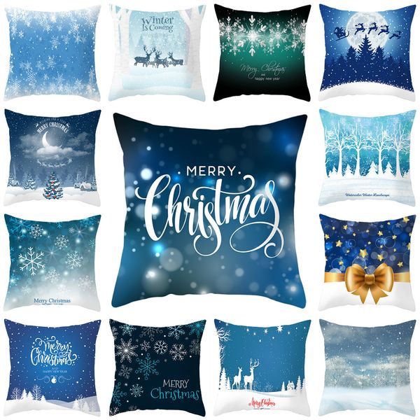 

lychee christmas cushion case snow printed cushion cover 45x45cm polyester peachskin cushion covers for bedroom home office