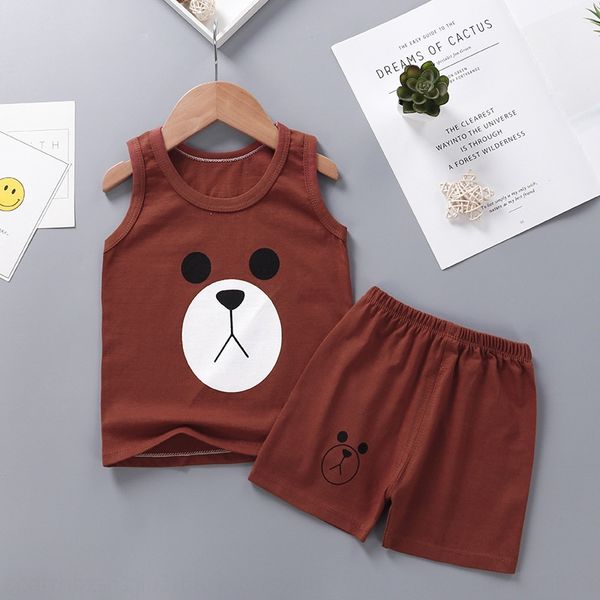 

children's suit cotton thin boy's sleeveless new children's vest suit cotton thin boy's sleeveless vest shorts shorts ne, Blue