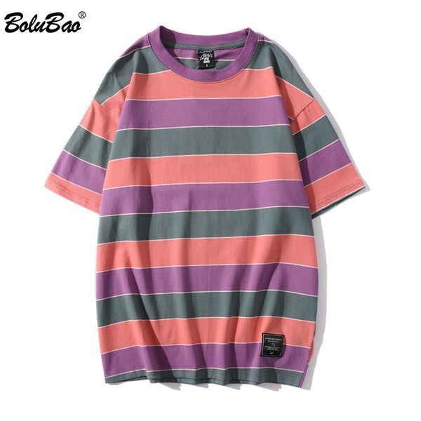 

bolubao brand men t-shirts fashion trend new t shirts neutral style casual men's high street couples stripe t shirt male, White;black