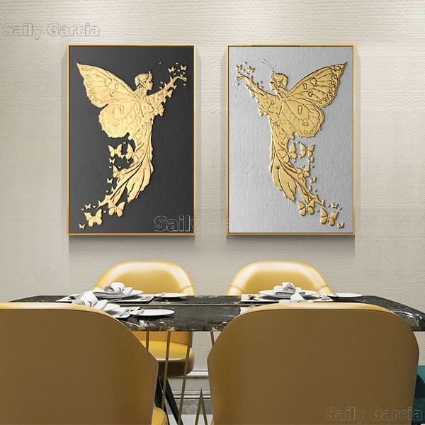 

nordic retro golden angel wall art canvas abstract painting home decor vintage posters and prints wall pictures for living room