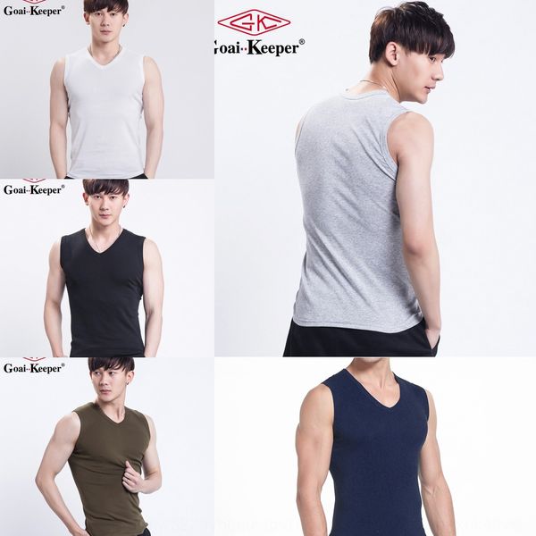 

cotton men' summer sleeveless men' sports vest wide shoulder vest slim v-neck, White;black