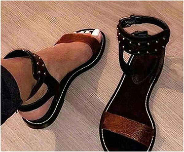 

2020 new luxury comfortable nomad sandal roman beach ladies sandals open toe print leather patchwork shoes sandals with box d3, Black