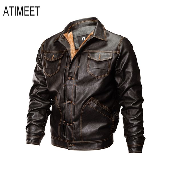 

men's fur & faux mens leather jackets autumn and winter motorcycle male casual style pu coats biker fashion outerwear, Black