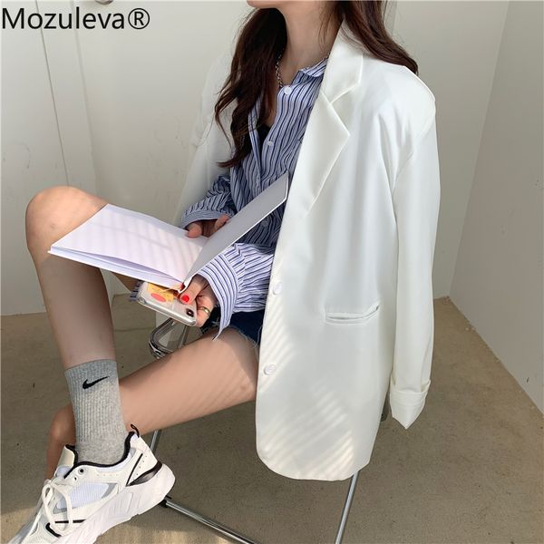 

women's suits & blazers mozuleva 2021 autumn chic loose wihite women blazer single button female korean style suit jacket full sleeve o, White;black