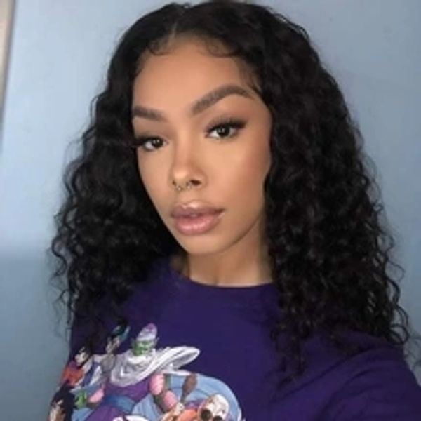 

short lace front human hair wigs with baby hair brazilian lace front wig pre plucked 13x6 curly remy hair bob wigs, Black