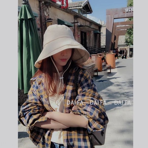 

z6lpa net red sun female sun-proof bucket bucket brim cap fisherman cap ultraviolet big cornice hat zixia korean fashion all-match net red f, Blue;gray