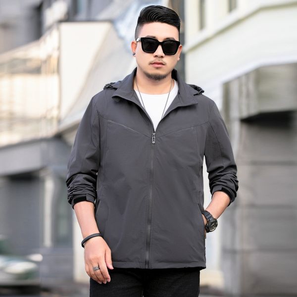 

новый плюс плюс размера модного жира молодежь траншеи мужской ветровка пальто средней длиной сезон пальто мужской с капюшоном красивый толст, Tan;black