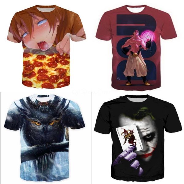 

3d t sirt printed tsirt men's women sort sleeve casual t-sirt cool summer tees t sirt eagle lions cats skull american flag fasi#852, White;black