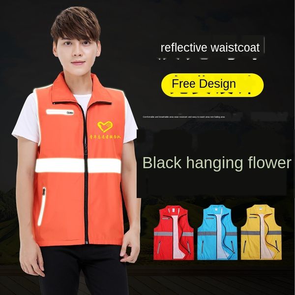 

стройплощадка движение светоотражающей конструкции жилета воздухопроницаемого мульти-карман светоотражающего жилетом для печати, Black;white