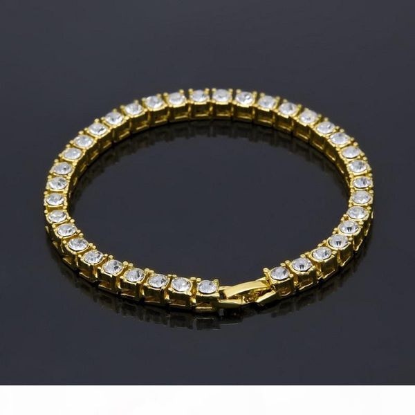 

d iced out золотой браслет-цепочка для mens hip hop damond теннис браслеты ювелирные изделия однорядные горный хрусталь браслет 8inch, Golden;silver
