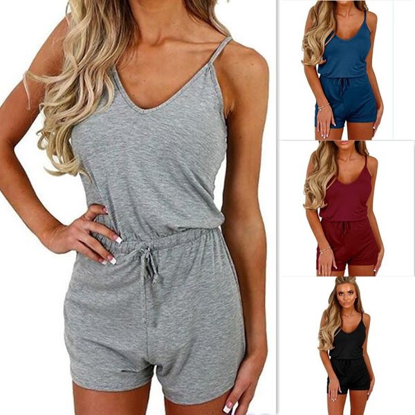 

casual playsuit women off shoulder belted tunic solid color 2020 summer new elegant short jumpsuit overalls for women, Black;white