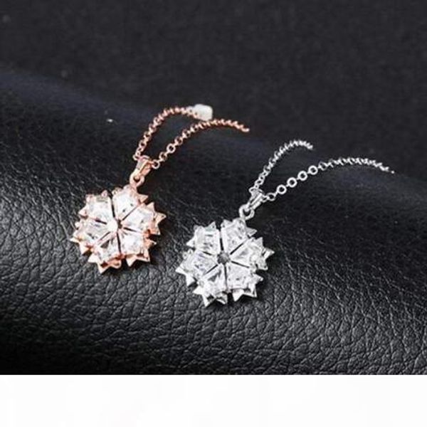 

new fashion snowflake pendant necklace women gold silver brand designer diamond clavicular chain luxury jewelry sw220 with box