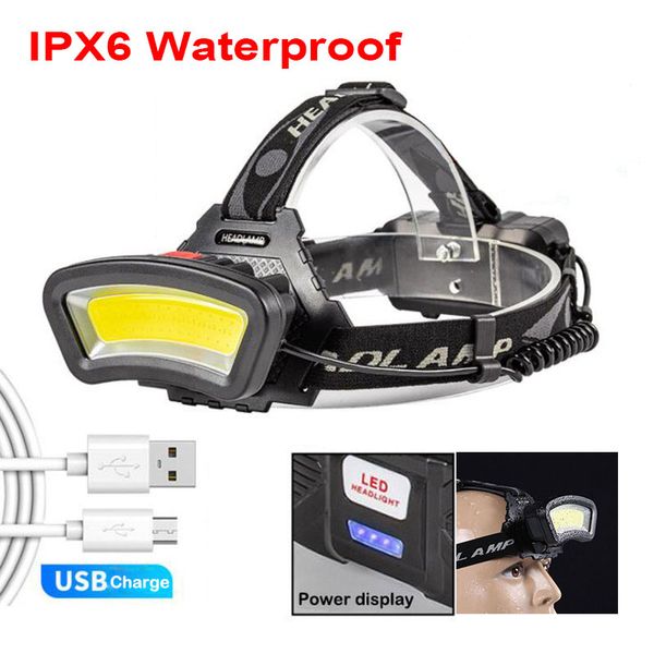 

headlamps cob led headlamp 4 modes headlight ultra bright torch lamp waterproof head lighting usb rechargeable