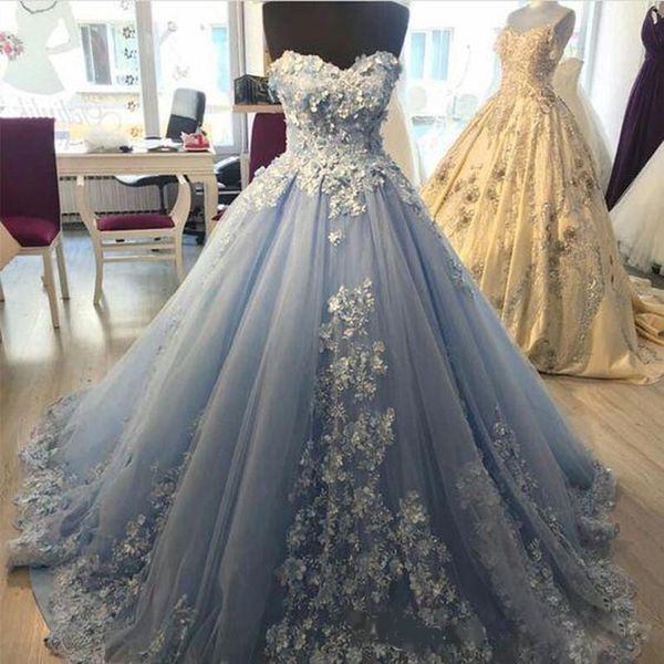 

light blue ball gown evening dresses with 3d floral applique plus size prom dresses sweet 16 gowns sweetheart corset tulle quinceanera dress, Black;red