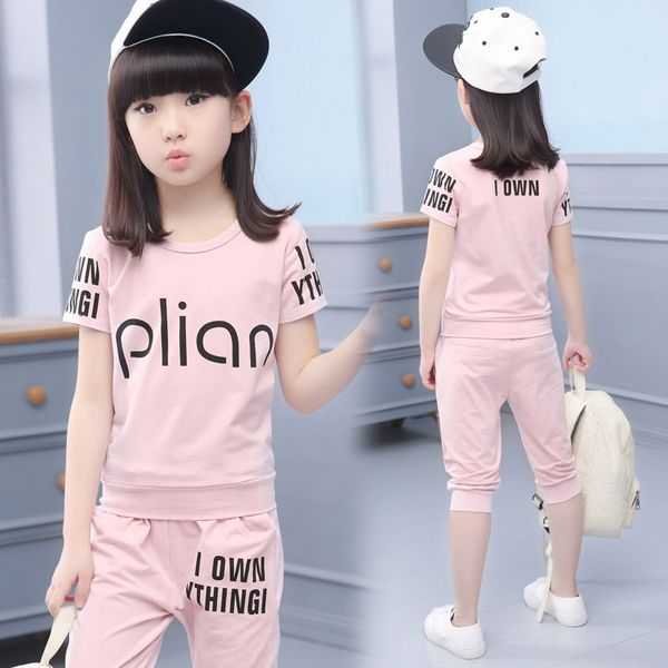 

2020 новый двухсекционный костюм корейский стиль 0nywy девочек одежда девушки летний костюм западного стиля детские короткий рукав спортивны