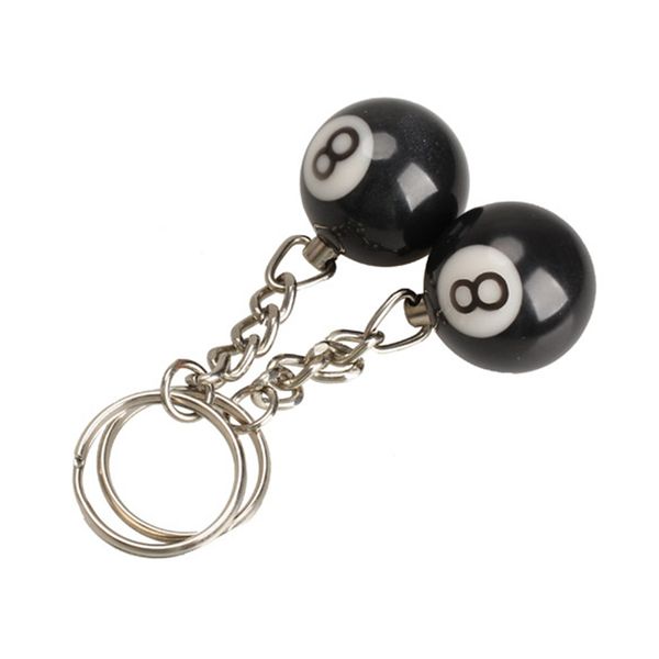 

2pcs billiard pool keychain snooker table ball shape key ring key chain gift black lucky no.8 car-styling keyring accessories, Silver