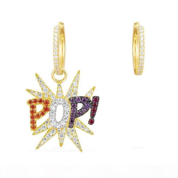 

women new summer earrings yellow gold plated colorful cz earrings for girls women nice gift for friend, Golden;silver