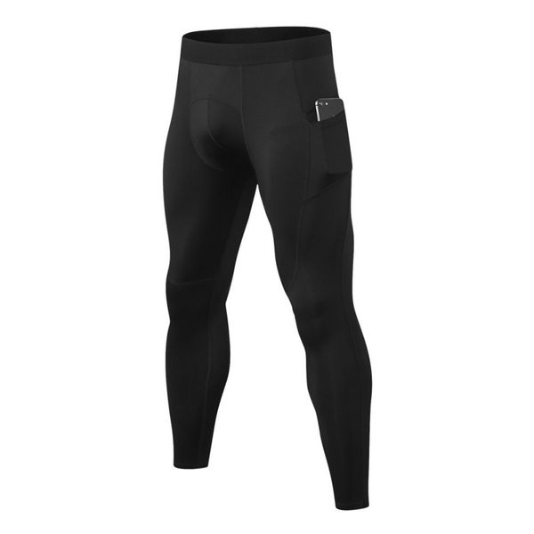 

men's tight trousers with pocket fitness training running pants high elastic quick-drying sweatpants, Black
