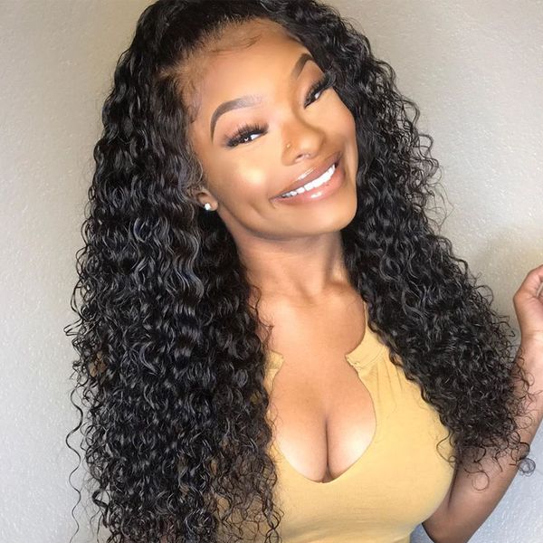 

peruvian human hair wigs water wave 13x4 lace front human hair wigs 150% density lace wig remy hair, Black