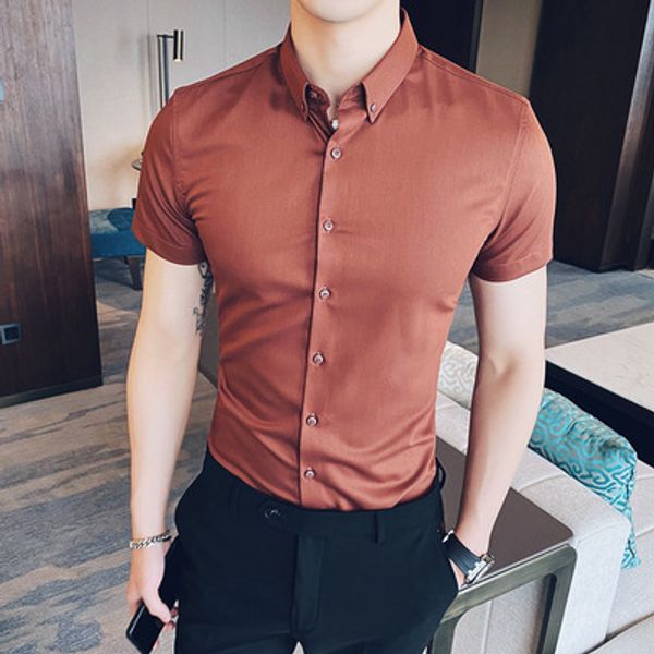 

men's casual shirt korean version of the trend 2020 summer new short-sleeved inch shirt men's slim handsome versatile, White;black