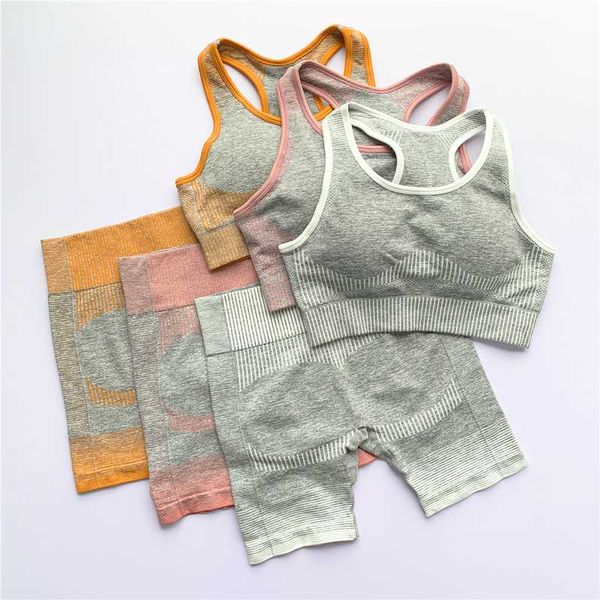 

тренировка одежда для женщин бесшовных йог спортивных костюмов спорта bra top + высокая талия фитнес шорты 2 шт gym set запуска спортивного, White;red