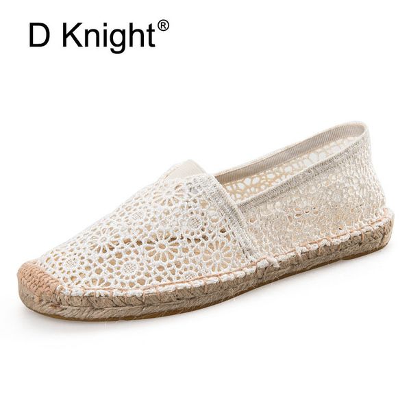 

2020 sandals women lace espadrilles breathable lace flats for women fashion summer ladies slip-on shoes woman casual flat shoes, Black