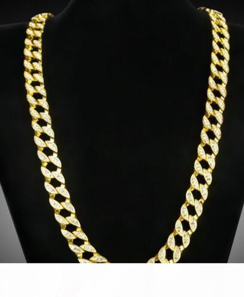 

18k gold plated hip-hop cuban necklace men's full drill hiphop necklace, Silver