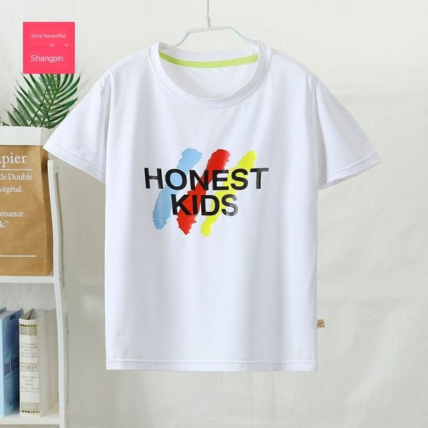 

children quick t-shirt drying clothes boy quick-drying t-shirt in the big boy sports short-sleeved student light half-children's, Blue