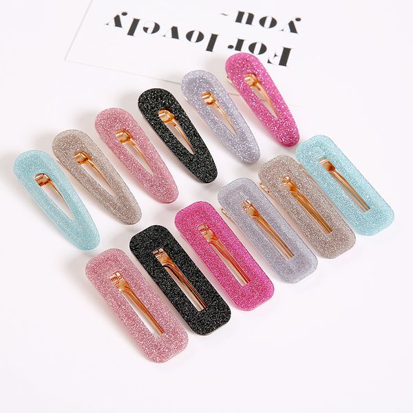 

girl hairpin starry sky geometric hairpins ins side bezel duckbill clip bangs accessories hair tie, Slivery;white
