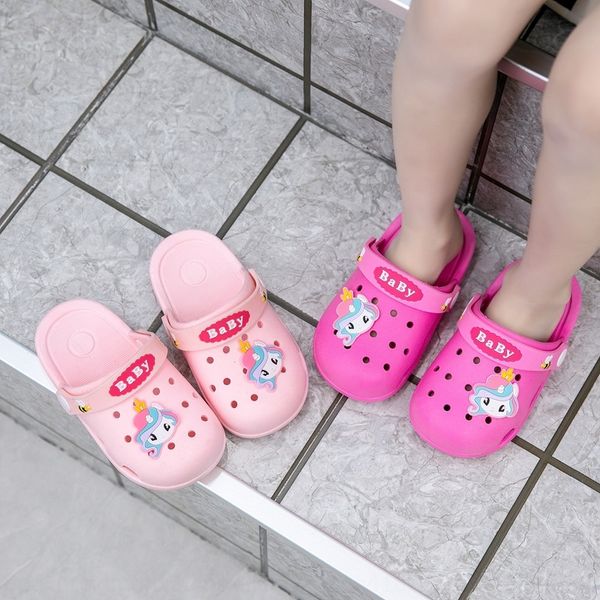 

cowme 2020 new female baby children children slippers children' slippers summer children' anti-skid wear-resistant breathable ho, Black;grey