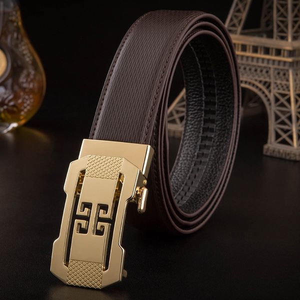 

mtz99 golden head korean men's automatic buckle leather layer golden head young and belt young and middle-aged cowhide belt business le, Black;brown