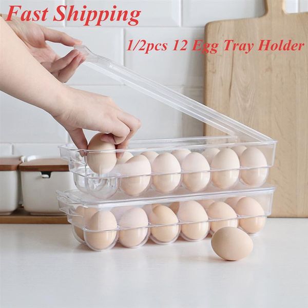 

storage bottles & jars 1/2pcs 12 eggs tray thicken plastic transparent container egg holder for home kitchen refrigerator crisper