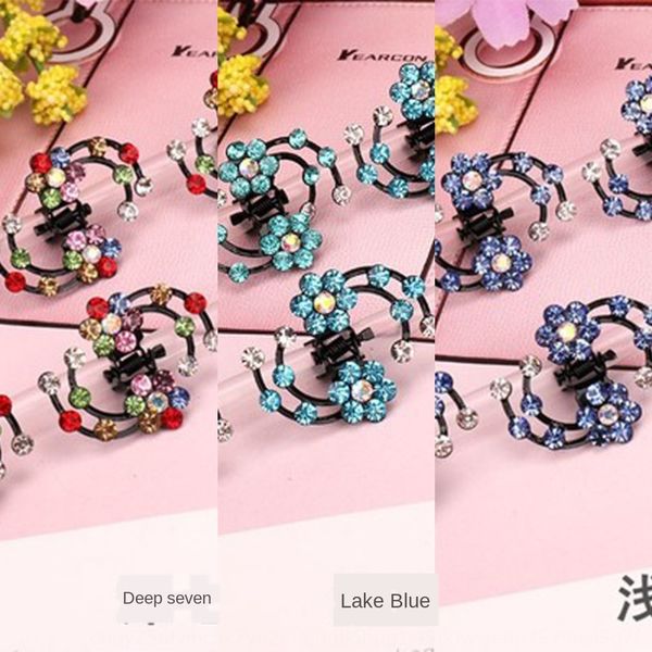 

872px new children's hair style plum blossom with beard rhinestone diamond small diamond claw fashion rhinestone scratch hairpin yiwu h, Slivery;white