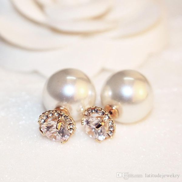

luxury designer jewelry women earrings pearl diamond stud rose gold elegant high-end retro asymmetric stud hoop earrings fashion jewelry, Golden;silver