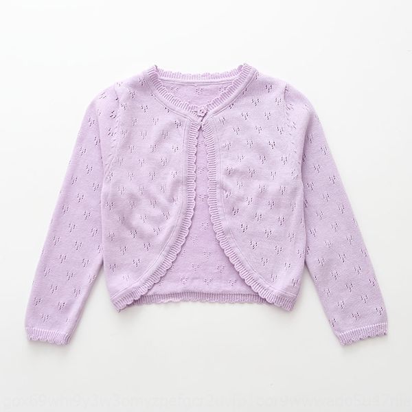 

pflxe girls round collar one-button knitwear coat knitwear cardigan hollow long sleeve coat large children's cotton small shawl air-con, Blue