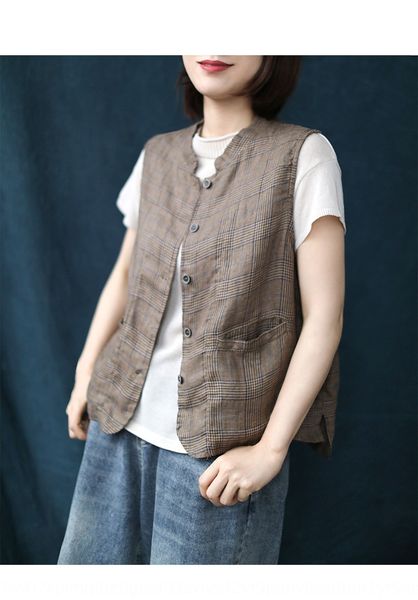 

slap artistic vest jacket leisure all-match cotton and linen bird pattern short vest jacket women's stand collar 2020 summer, Black;white