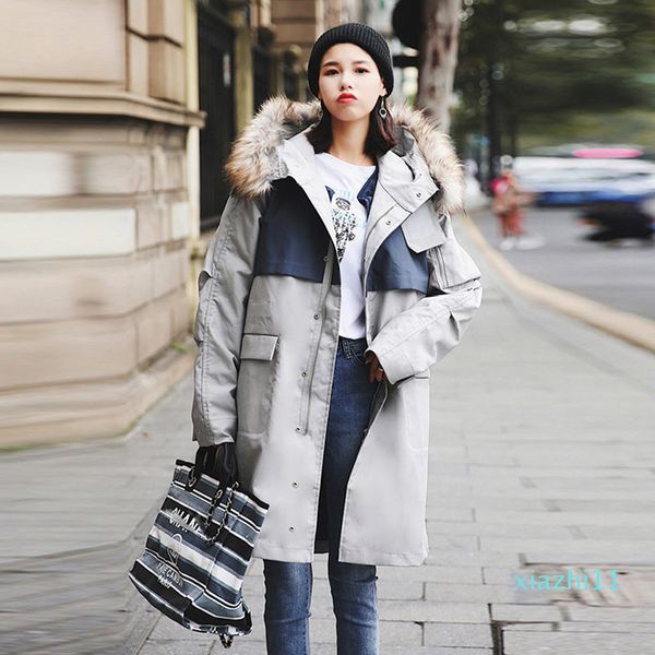 

fashion-windproof parka winter jacket women thickening fur collar cotton wadded coat female winter warm long safari style outwear f1867, Black