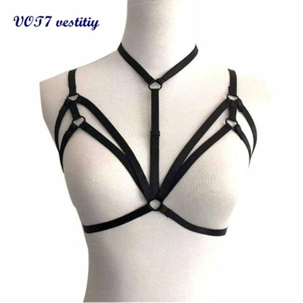 

solid ladies bra alluring women corset harness bra elastic cage strappy hollow out polyester bustier a 30, Black;white