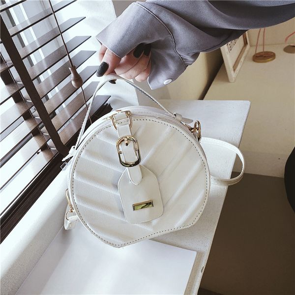 

fashion soft women's handbag casual simple messenger bag leaf pattern trendy round bag pu cute lady shoulder