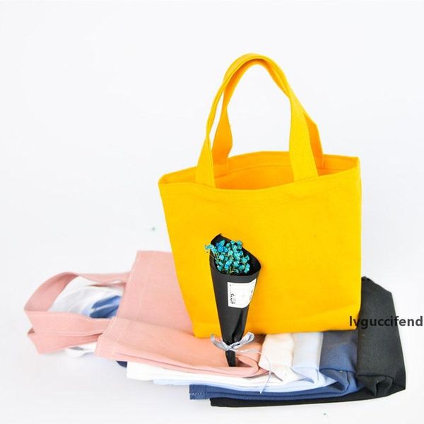 

candy color wedding party gift bag cotton canvas lunch bag reusable tote pouch cosmetic storage bags