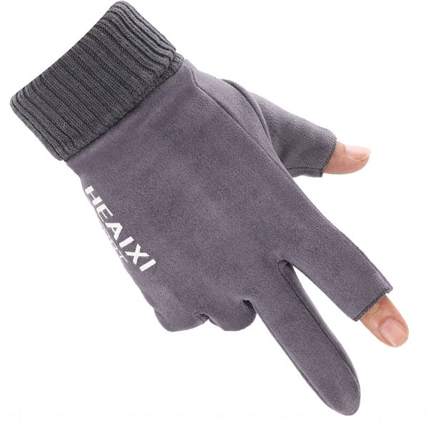 

ihmfz suede men's winter warm touch screen outdoor riding running non-slip warm glovesgloves and glovescotton leakage two-finger half-f