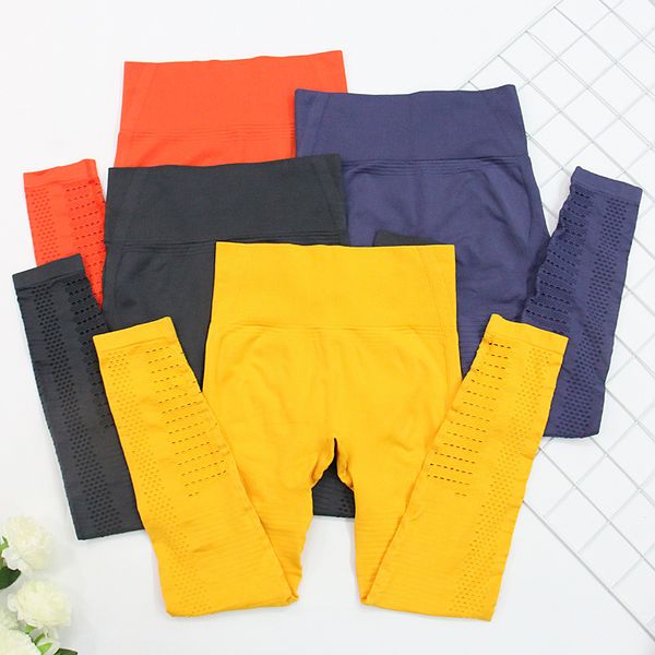 

yoga outfits hollow leggings high waist sportswear women seamless energy tights tummy control pants running fitness gym, White;red