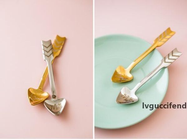 

stainless steel cupid arrow spoon creative letter print love heart coffee dessert fruit spoon flatware tableware dining kitchen tools