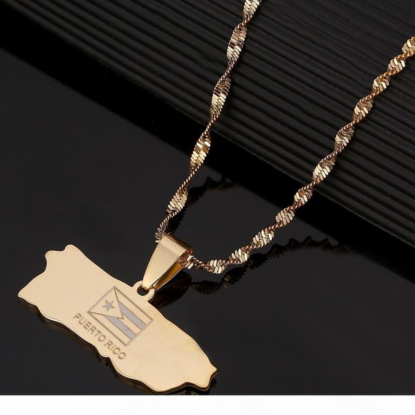 

l gold puerto rico pendant necklaces jewellery stainless steel puerto rican map jewelry, Silver