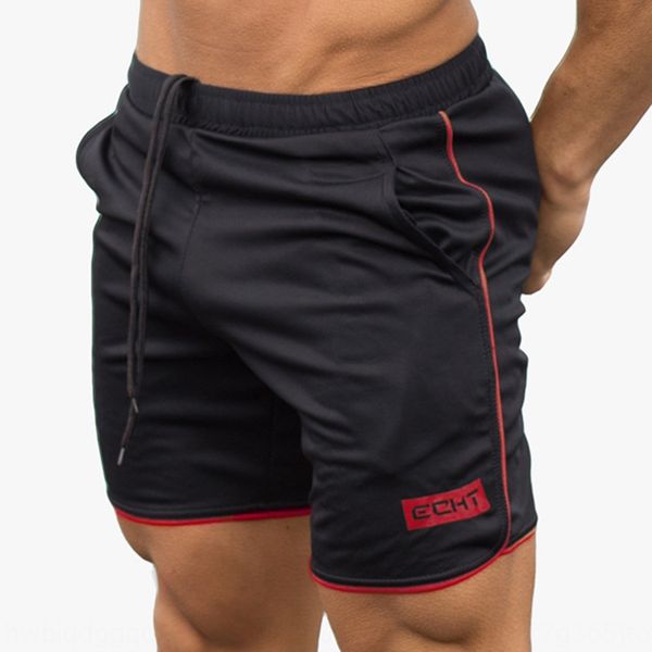 

q2b4w muscle brothers summer exercise exercise beach pants sports fitness men's quick-drying shorts solid color sports fitness shorts b, Black;red