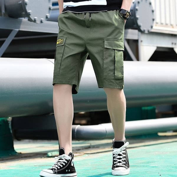 

men's shorts cargo 2020 summer casual bigger pocket classic cotton brand male short pants trouers, White;black